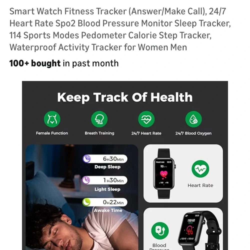 Black Smartwatch with Fitness Tracker